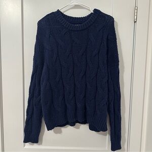Aerie Dark Blue Cable Knit Sweater Oversized Size Small Women’s